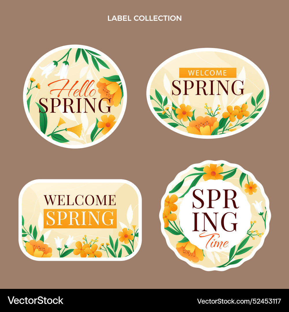 Gradient spring labels collection Vector Image