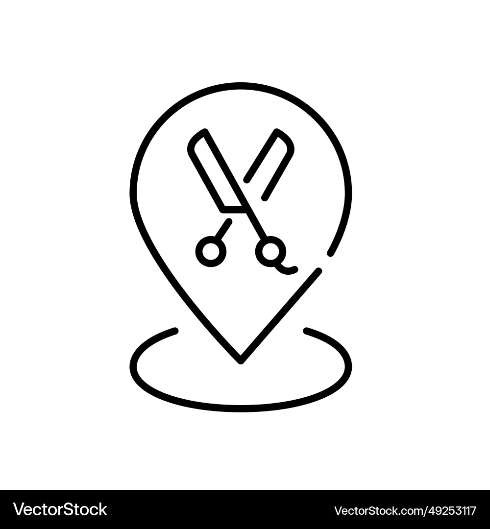 Hair salon location map pointer with scissors vector image