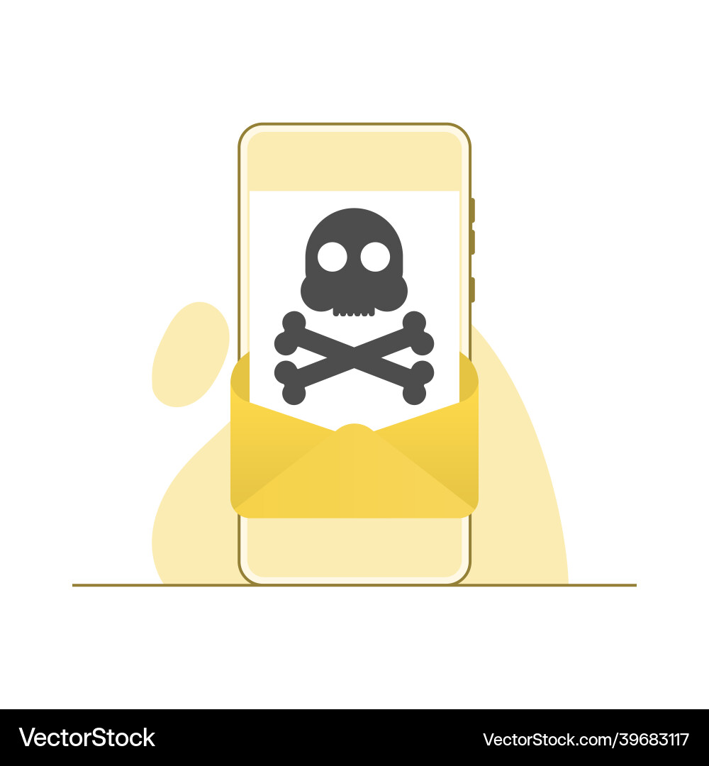 Malicious email problem with phone message Vector Image