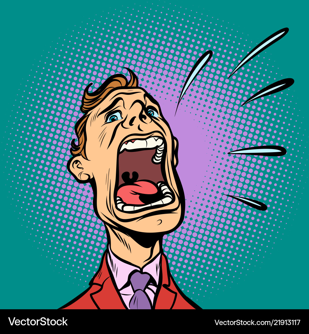 Man Screaming in Panic Vector Image