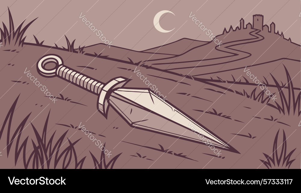 Minimalist dagger in sparse landscape vector image