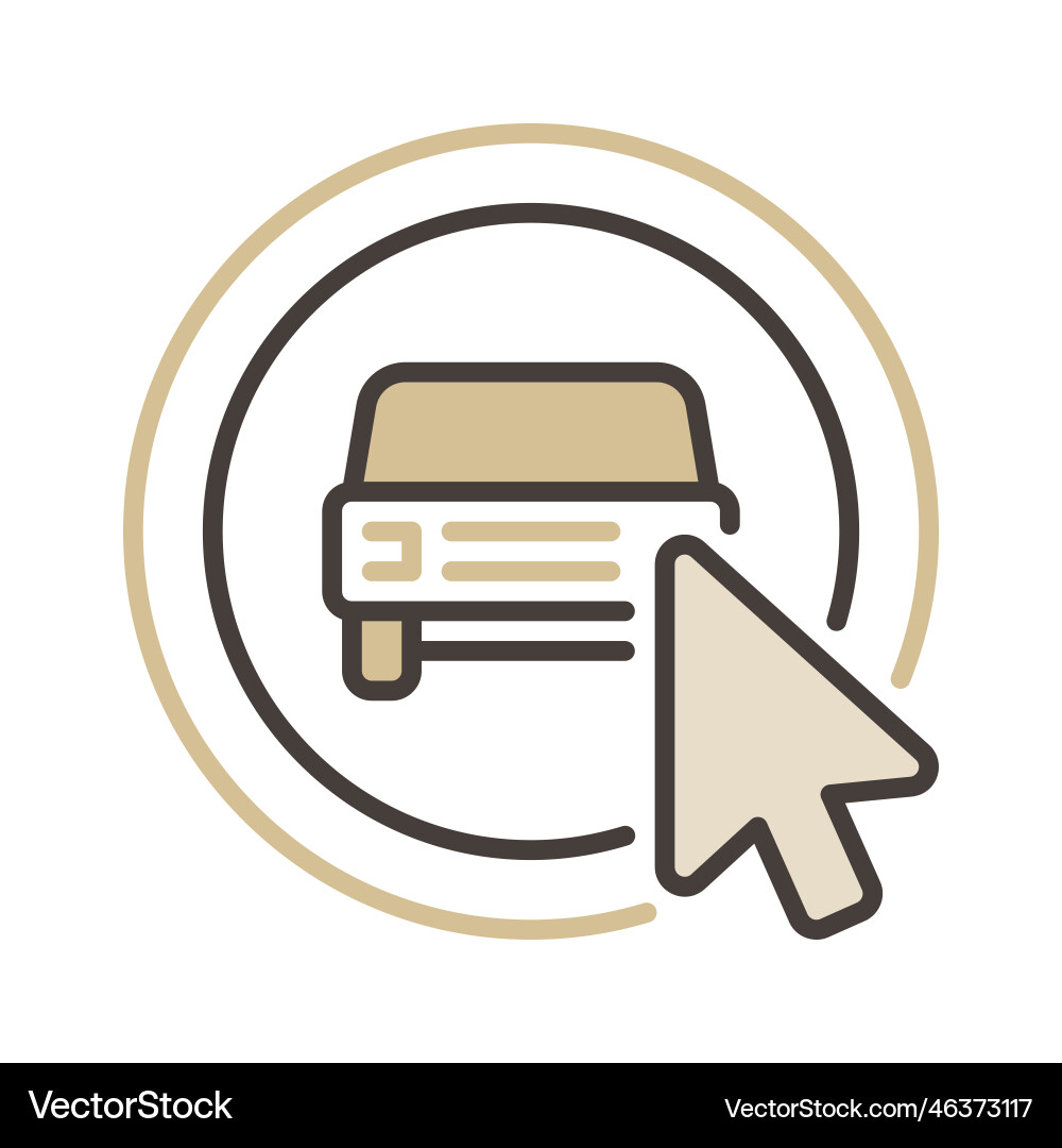 Mouse cursor on car sharing app button concept vector image