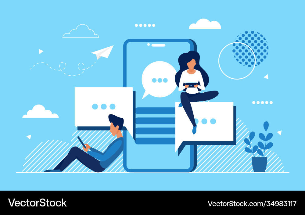 Personen kommunizieren im Social Network Chat Dialog Personen kommunizieren im Social Network Chat Dialog vektorbild