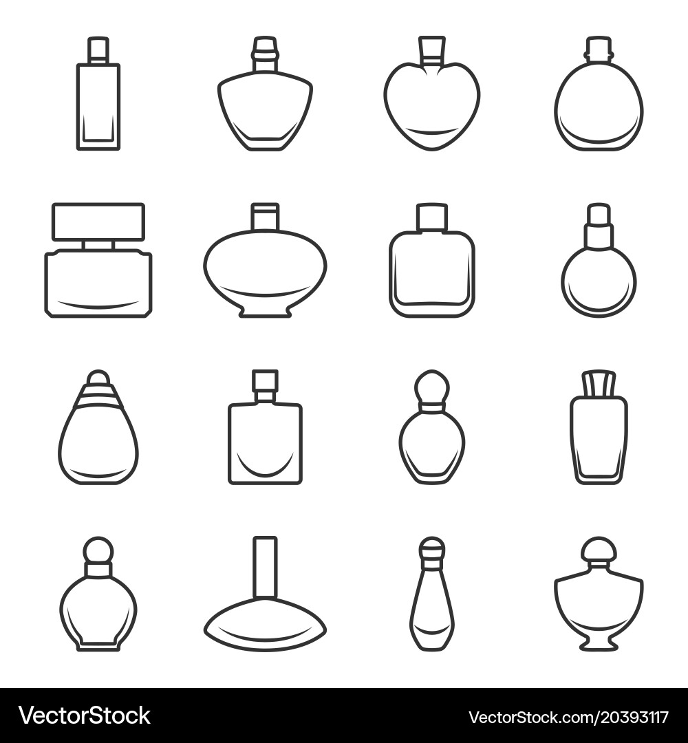 Set of different perfume bottles in format vector image