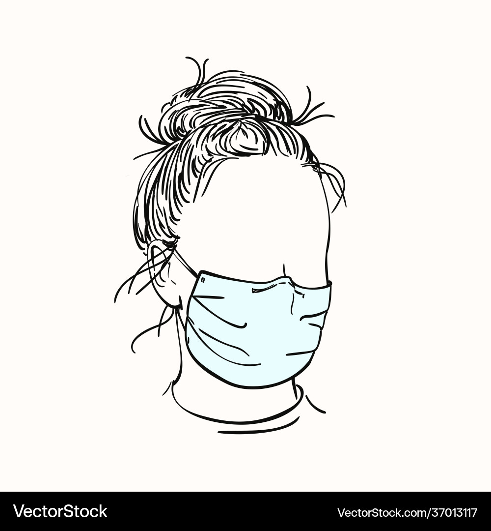 Sketch girl portrait with no face in medical Sketch girl portrait with no face in medical vector image