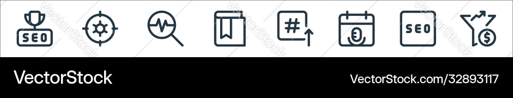 Web apps seo line icons linear set quality Web apps seo line icons linear set quality vector image