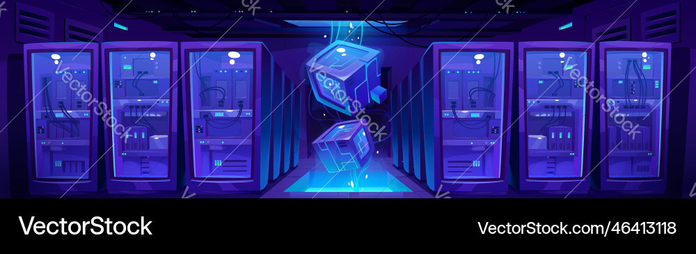 Data center server room or database cloud storage Data center server room or database cloud storage vector image