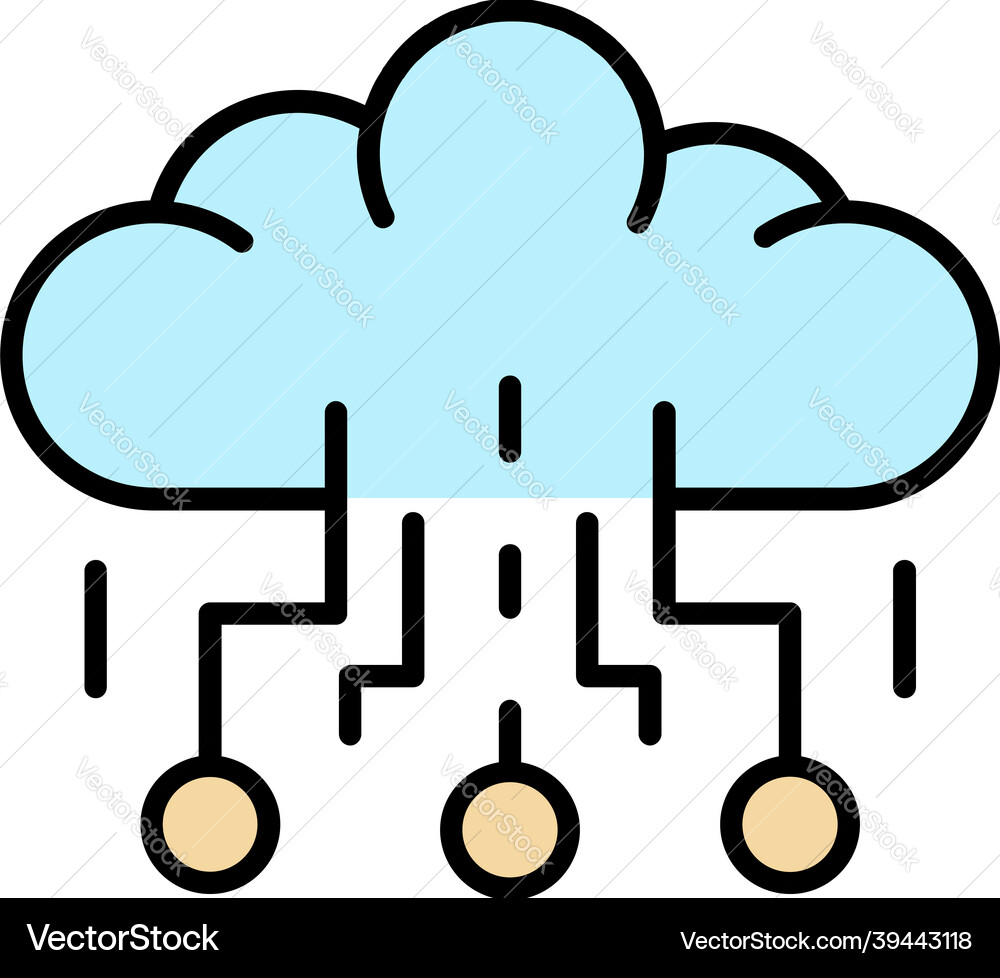 Data cloud learning icon color outline Data cloud learning icon color outline vector image
