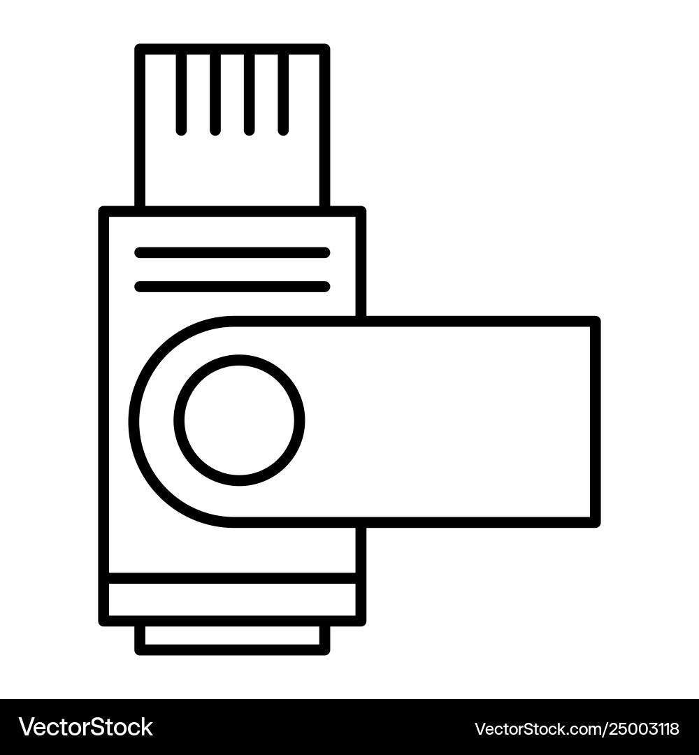 Flash drive thin line icon usb memory vector image
