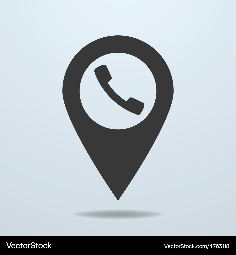 Map pointer with a phone symbol vector image