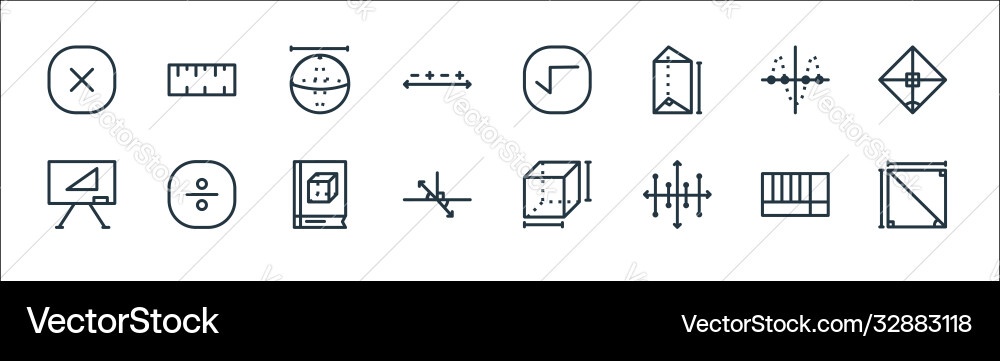 Mathematics line icons linear set quality Mathematics line icons linear set quality vector image