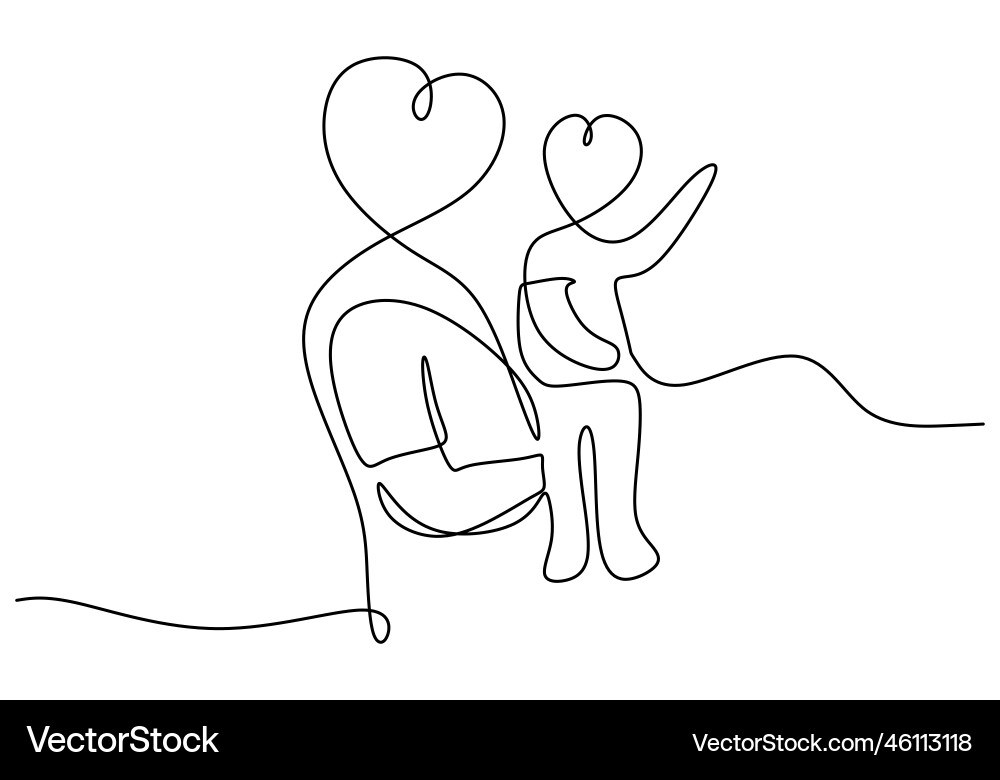 One continuous single line of happy parent global One continuous single line of happy parent global vector image