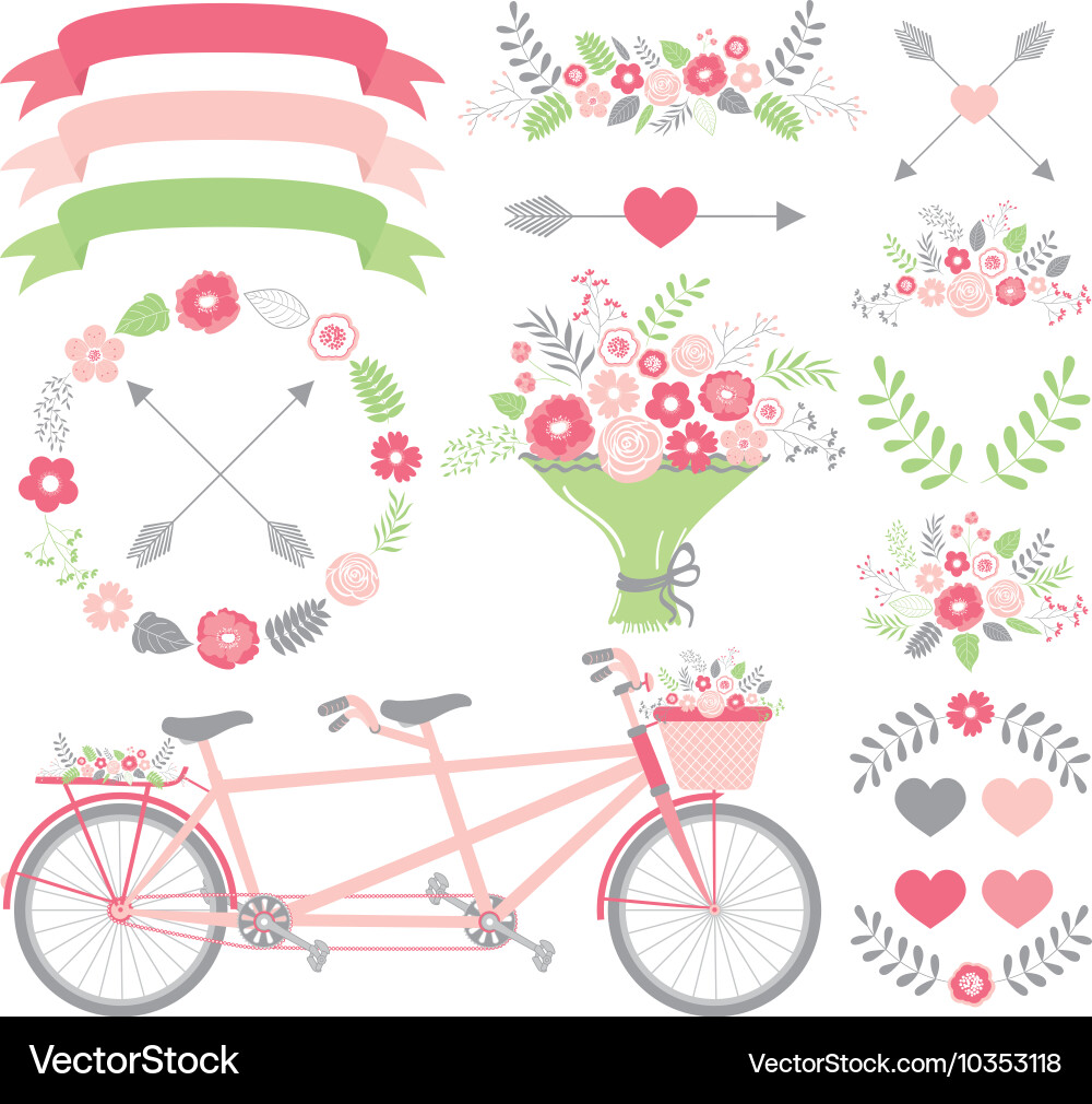 Pink wedding set Vector Image