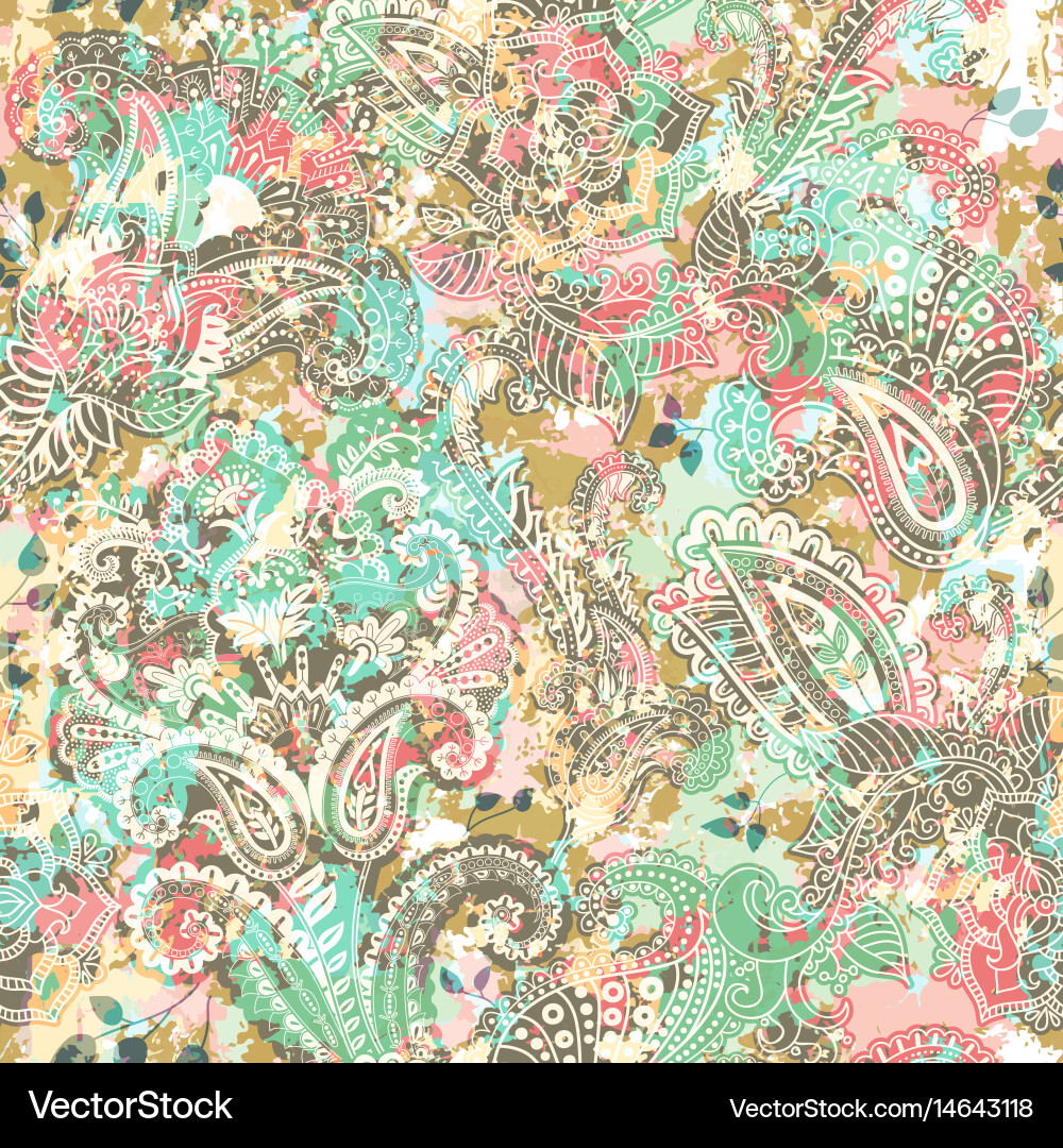 Seamless paisley background floral pattern Vector Image