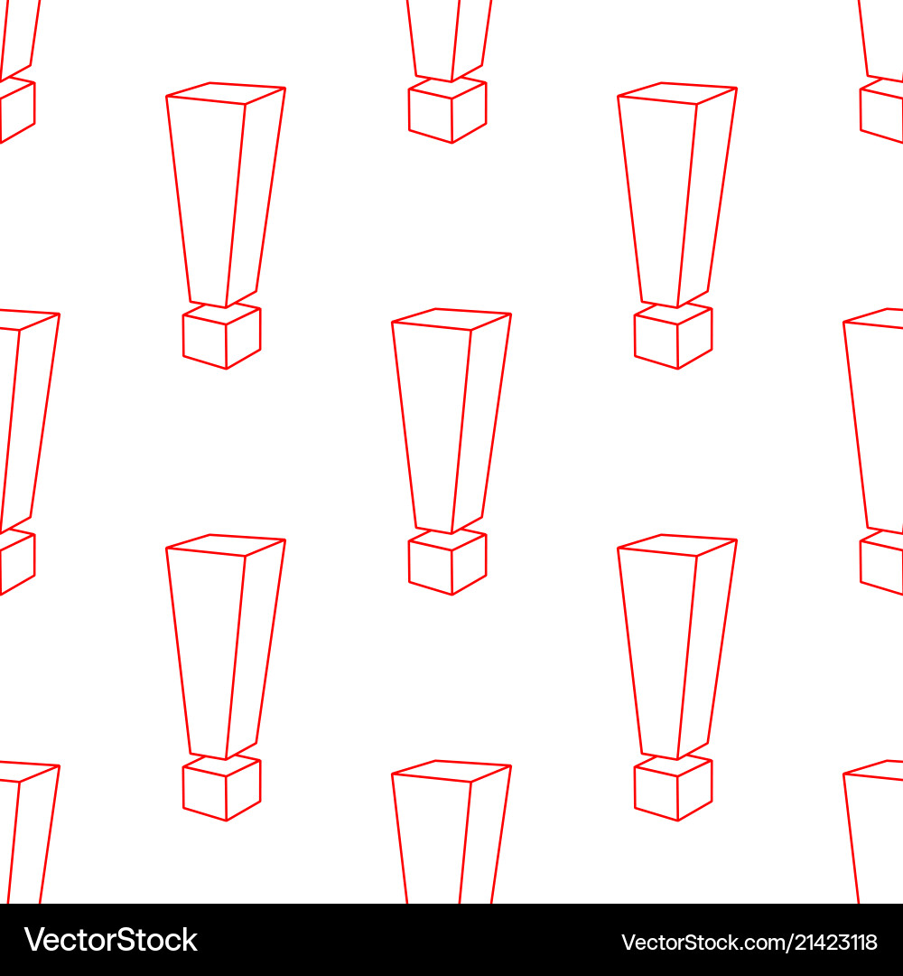 Seamless pattern of exclamation marks red on white Seamless pattern of exclamation marks red on white Vector Image