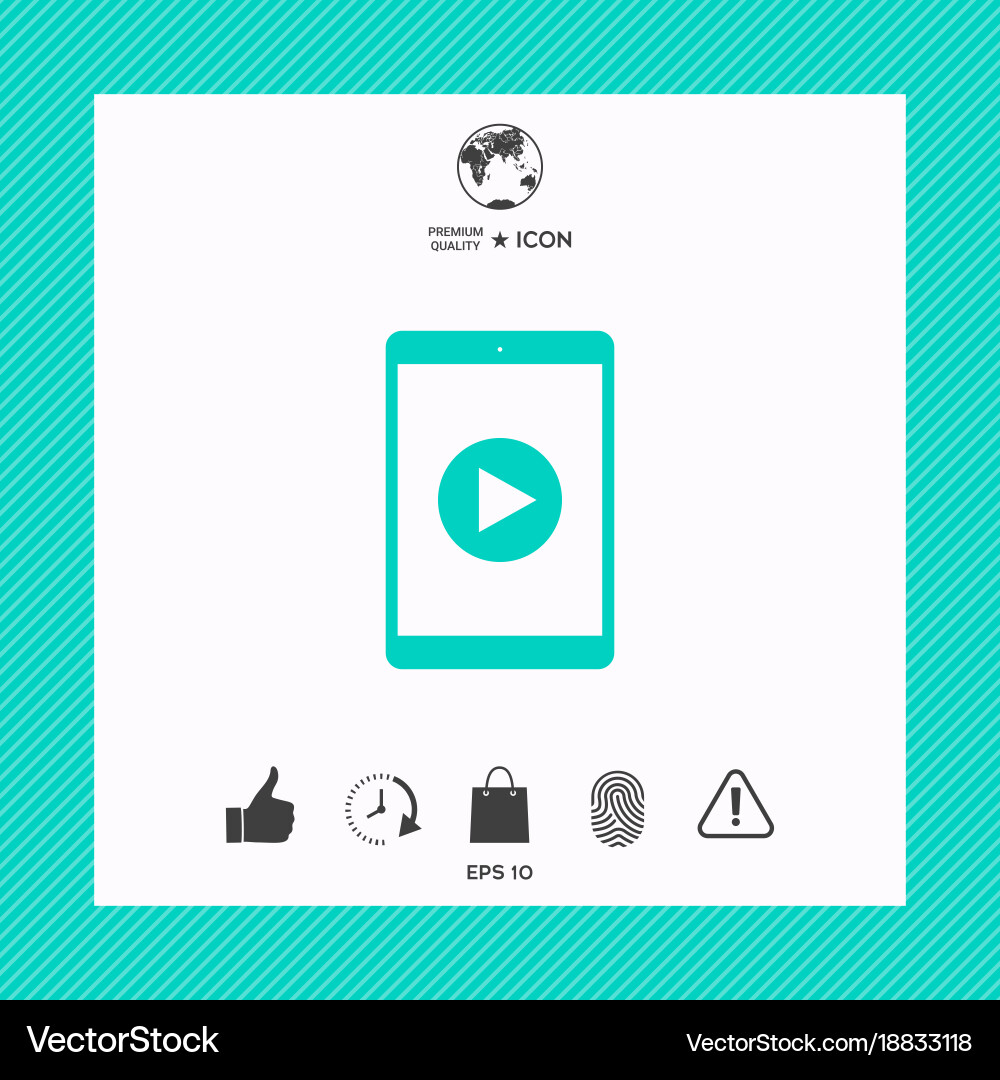 Tablet with play button ico vector image