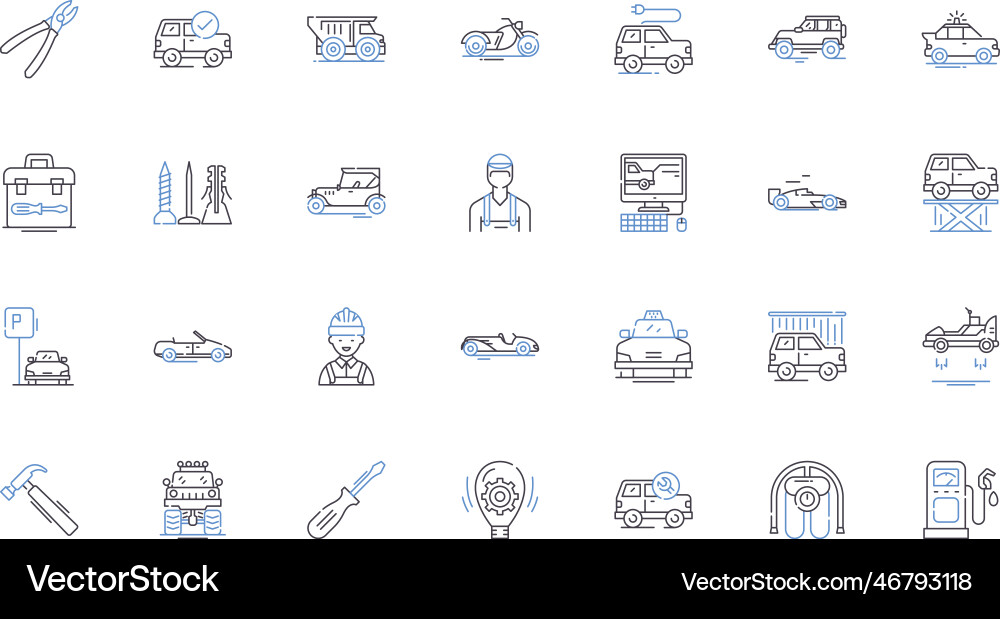 Tech support line icons collection Tech support line icons collection vector image