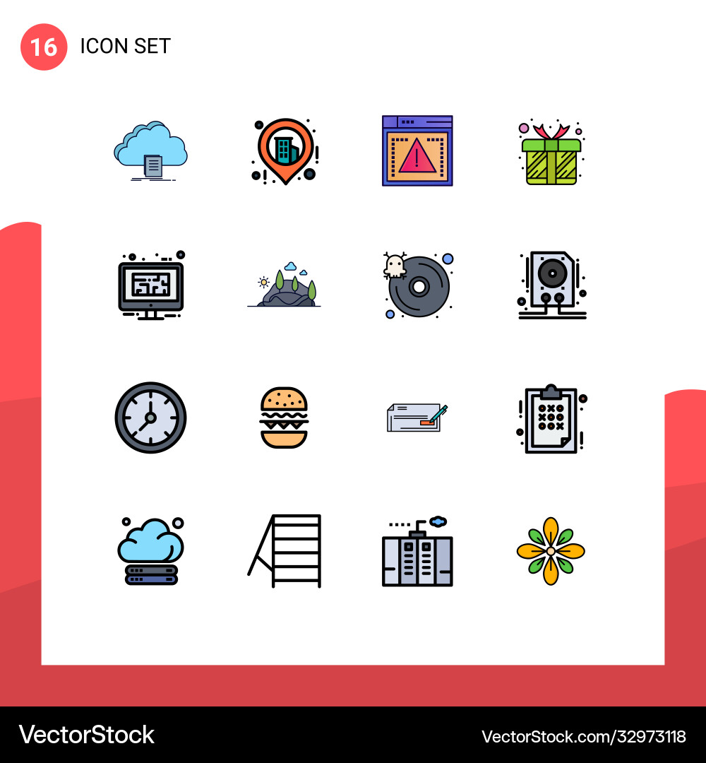 User interface pack 16 basic flat color filled Vector Image