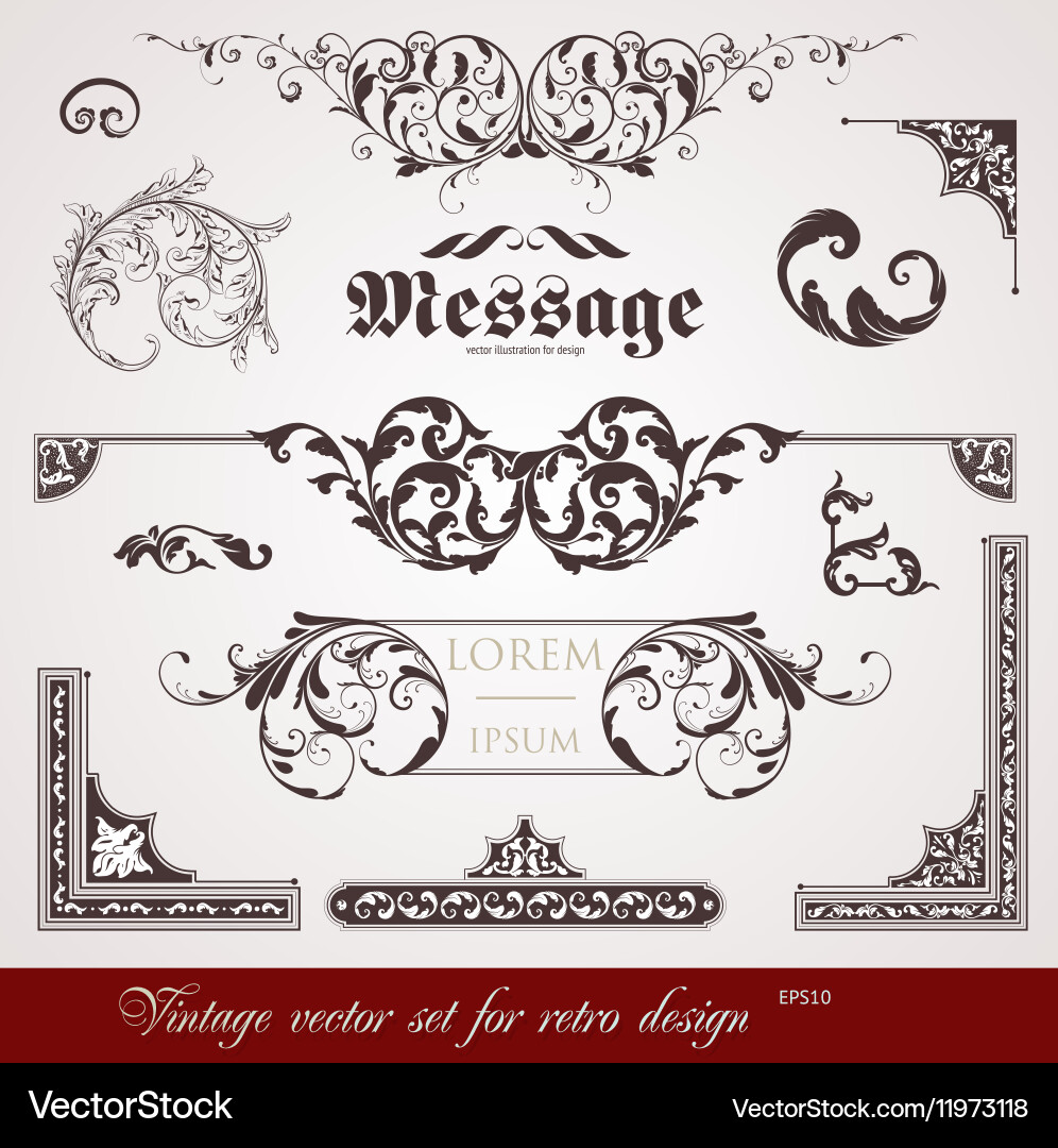 Vintage calligraphic set Vector Image