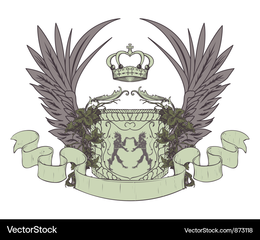 Vintage crest with scroll vector image