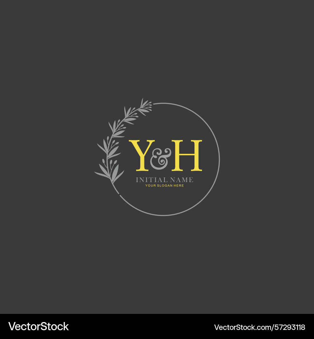 Yh initial logo templates with botanical elements Vector Image