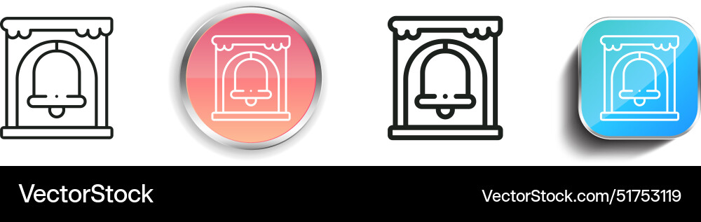 Bell tower icon thin linear regular and button Vector Image