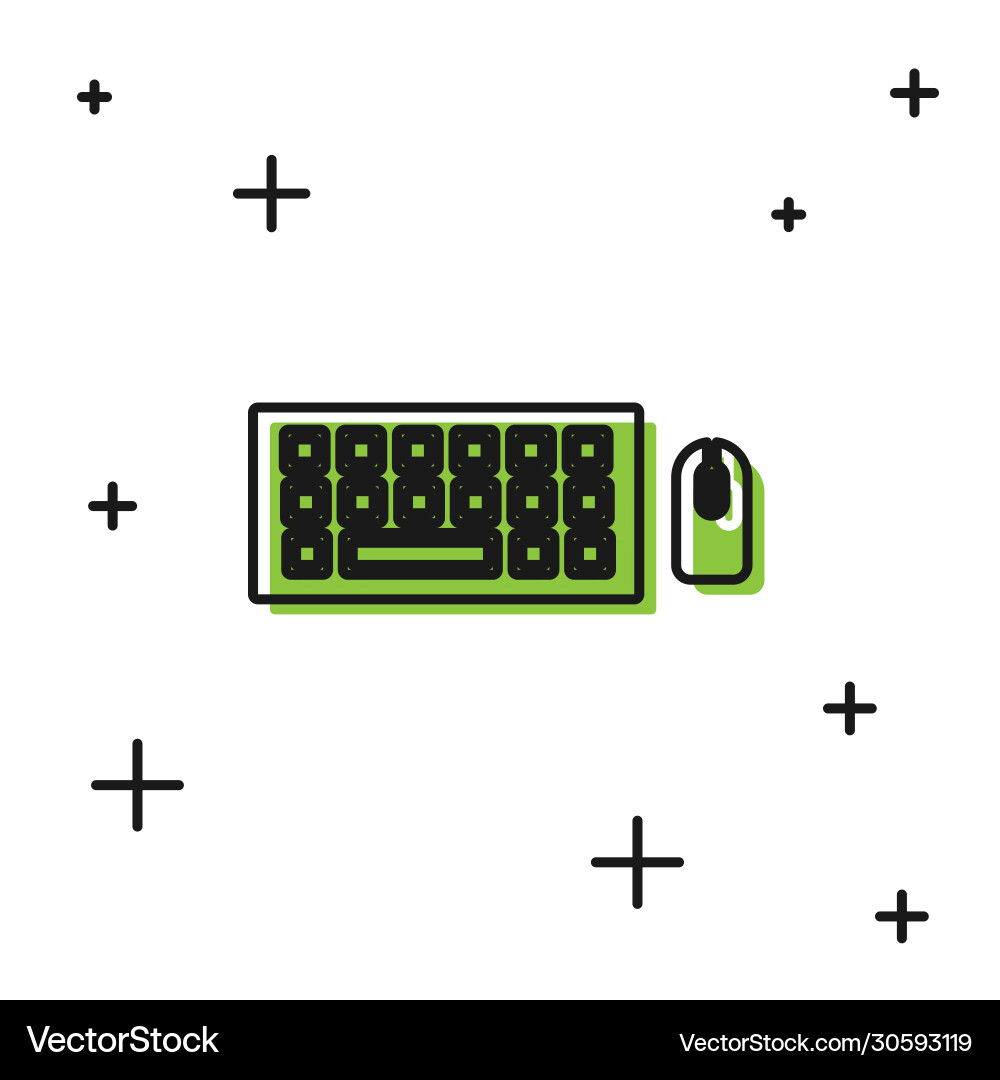 Black computer keyboard and mouse icon isolated Black computer keyboard and mouse icon isolated vector image