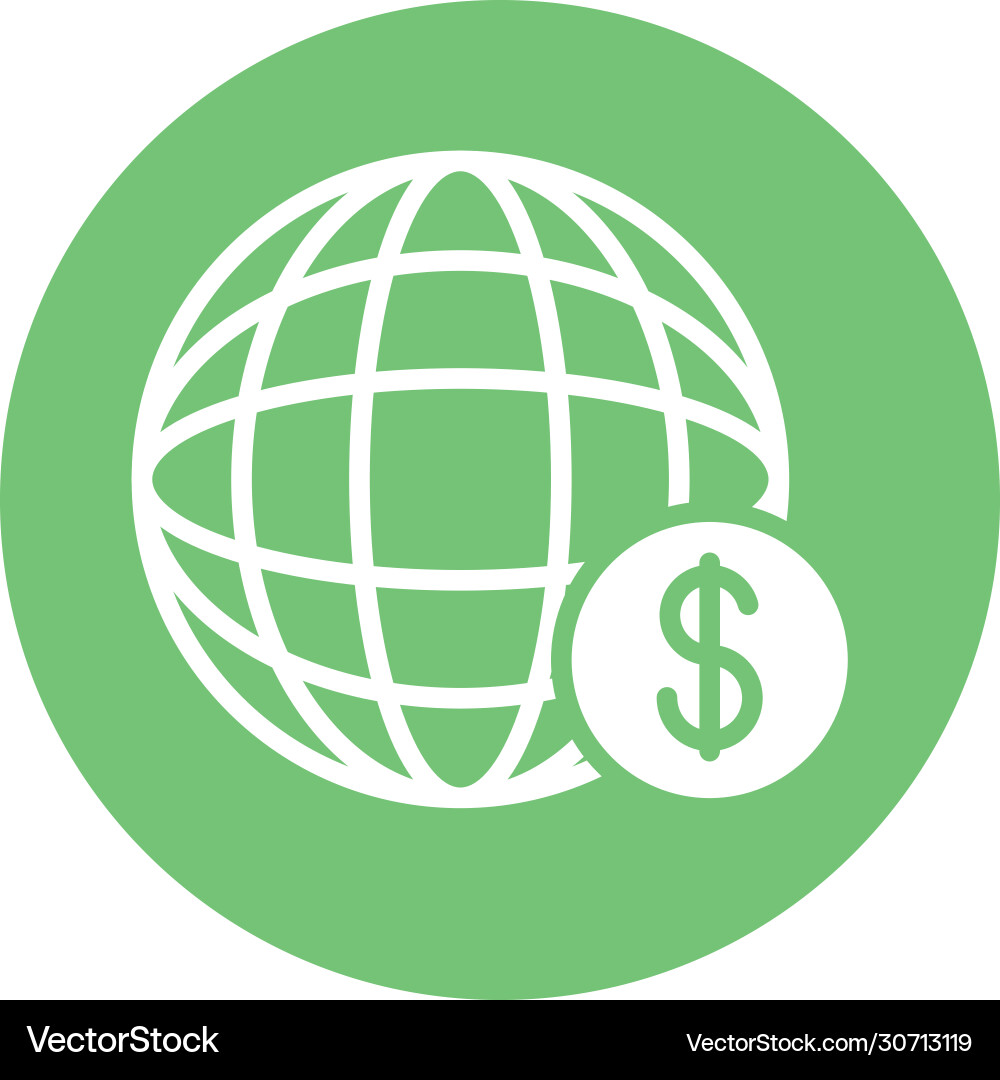 Coin dollar with sphere browser block style Vector Image