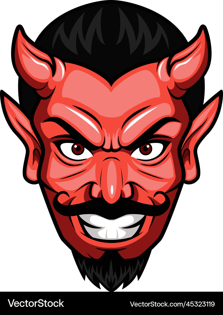 Cute Devil Cartoon Head Vector Image