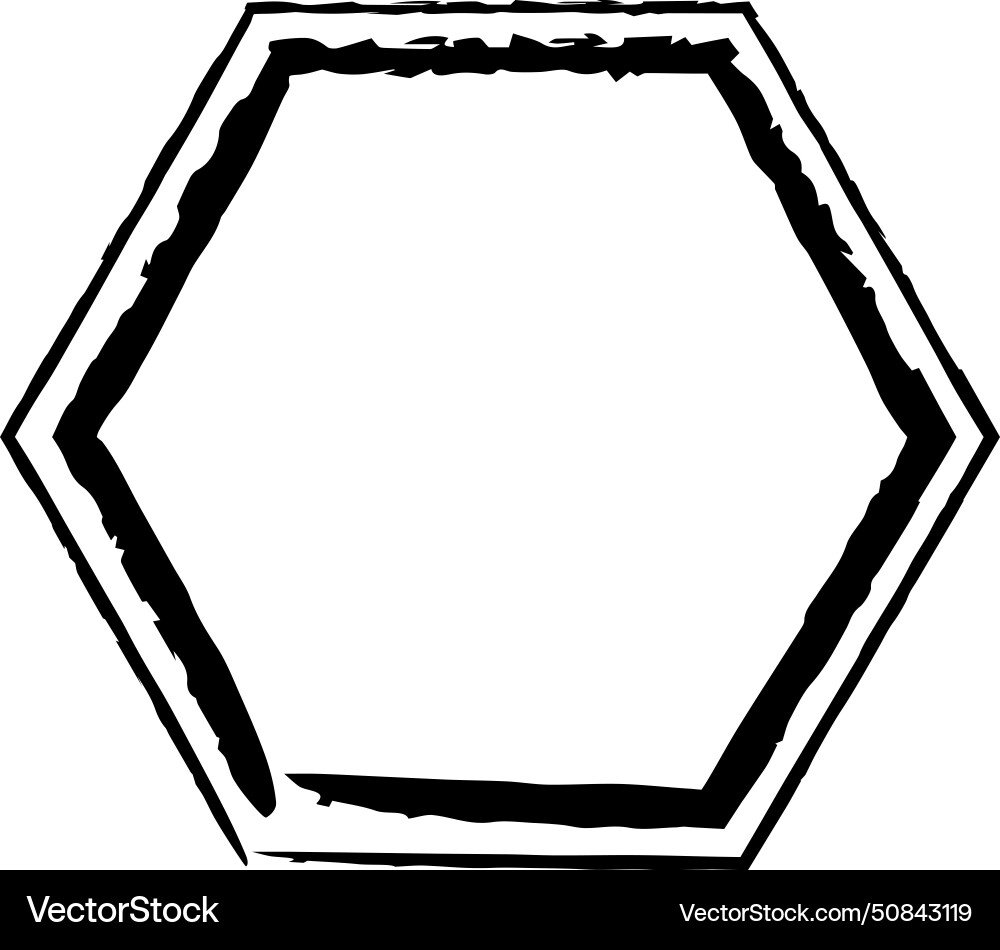 Hexagon grunge texture element frame border shape Vector Image