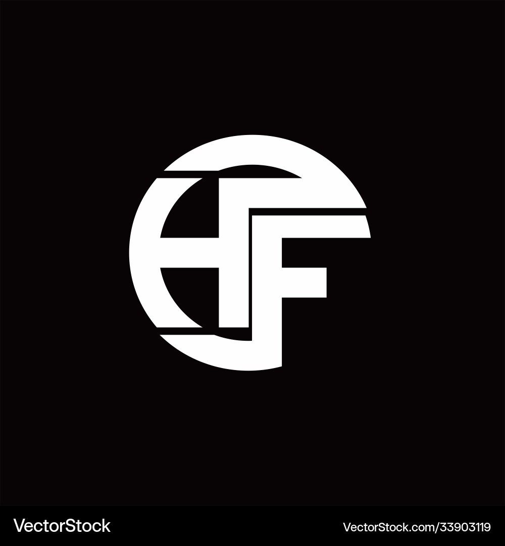 Hf logo monogram with rounded line swipe design vector image