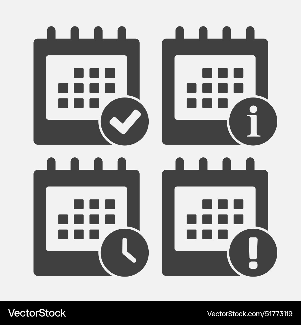 Icon calendar - message check info error clock Icon calendar - message check info error clock vector image