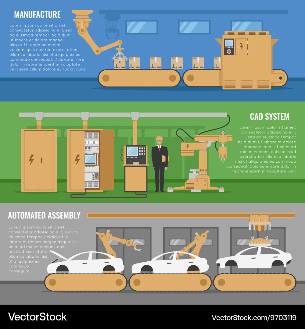Industrial Automation Assembly Banner Set vector image