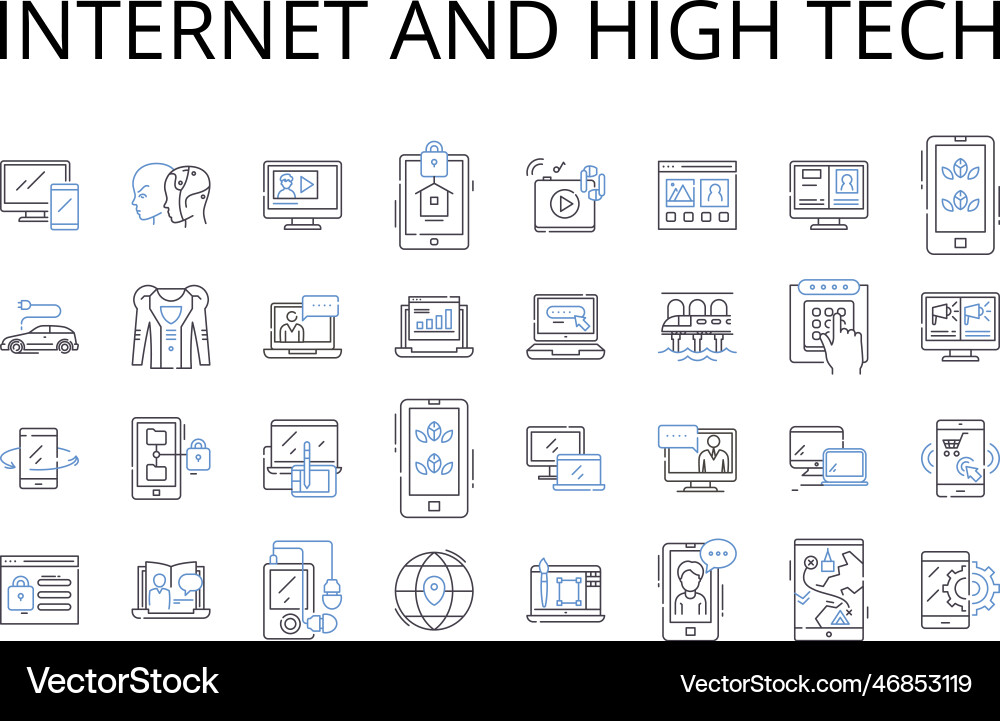 Internet and high tech line icons collection Internet and high tech line icons collection vector image