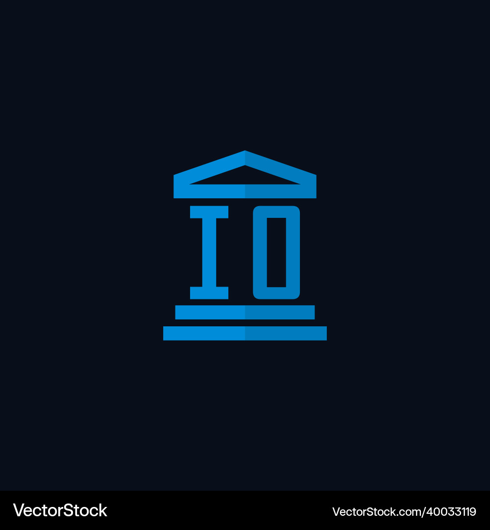 Io initial logo monogram with simple courthouse Io initial logo monogram with simple courthouse Vector Image