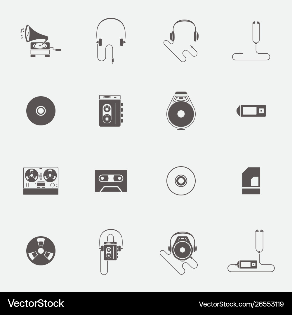 Isolated music players icons in two color shape Isolated music players icons in two color shape vector image