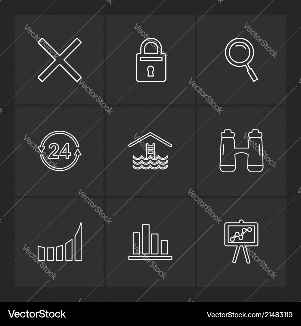 Lock search cross chart graph percentage vector image
