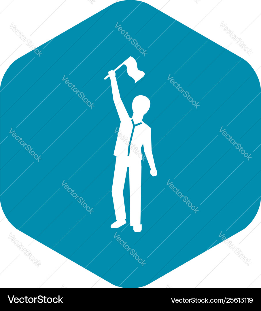 Man flag up icon simple style Man flag up icon simple style Vector Image