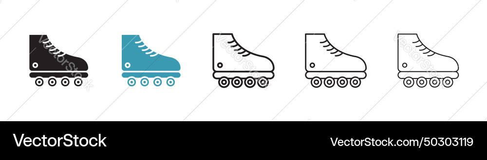 Roller skates icon set inline speed design symbol vector image