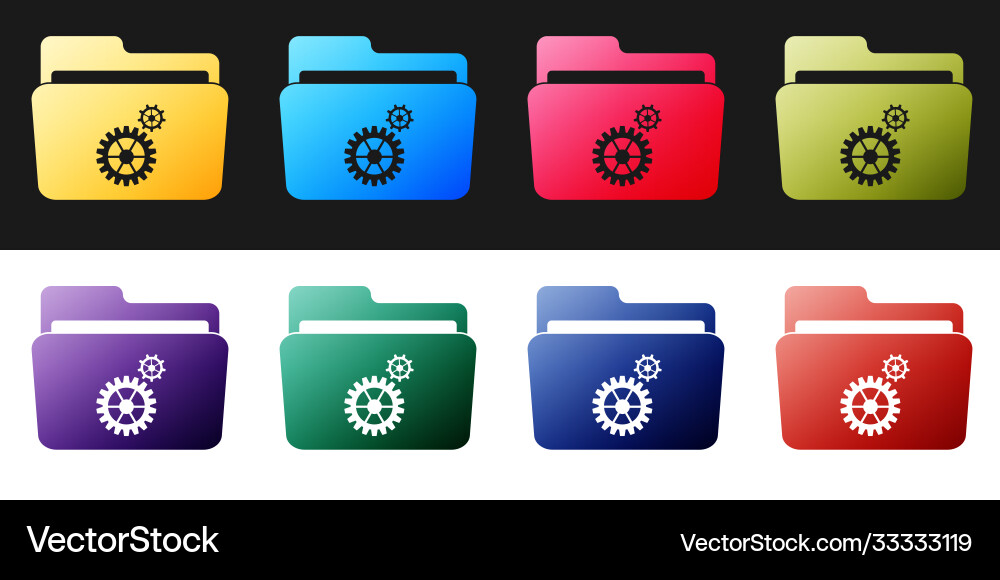 Set folder settings with gears icon isolated Set folder settings with gears icon isolated vector image