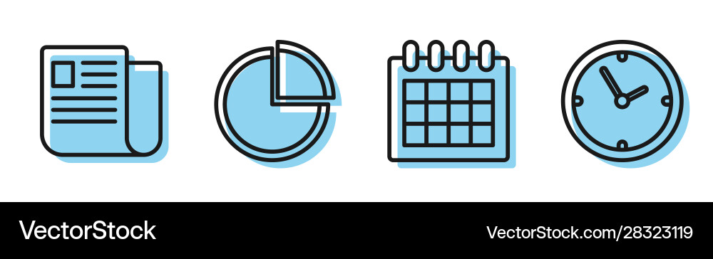 Set line calendar file document pie chart Set line calendar file document pie chart vector image