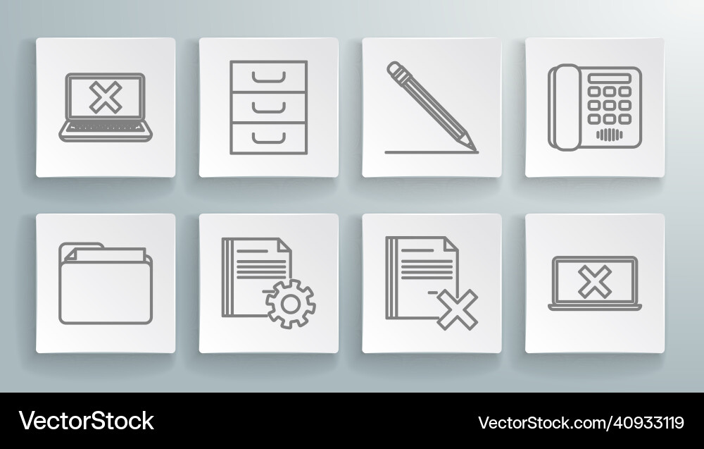 Set line document folder drawer with documents vector image