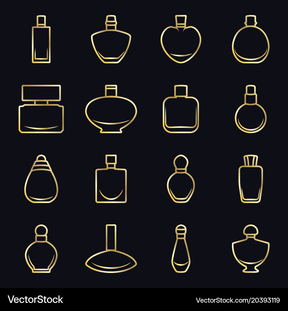 Set of different perfume bottles in format vector image