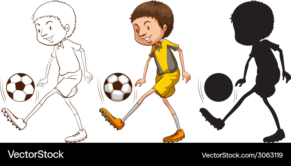 Sketches of a soccer player in different colors Vector Image