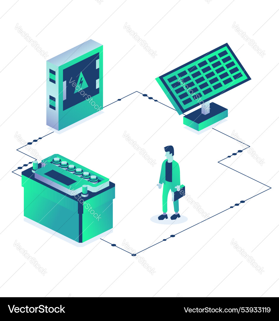 Solar panel for generation of electricity and car Solar panel for generation of electricity and car vector image