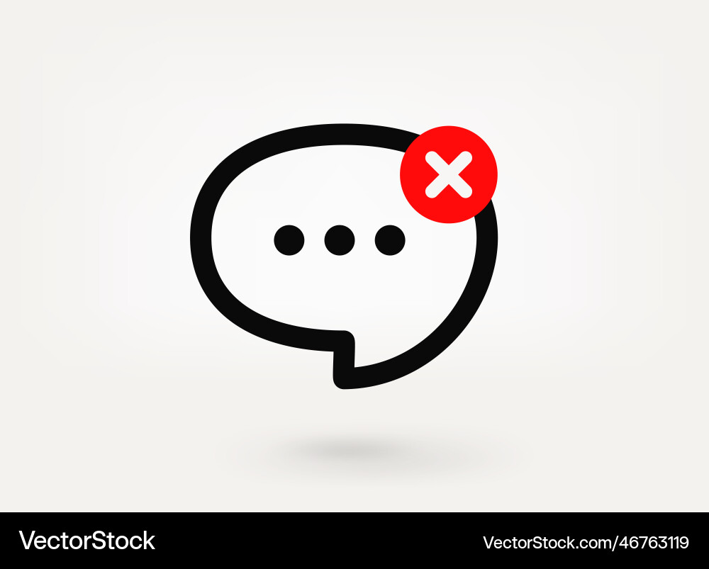 Speech bubble minimal pictogram with ban mark 3d vector image