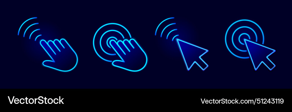 Touch wave hand and arrow pointer cursor icons Vector Image