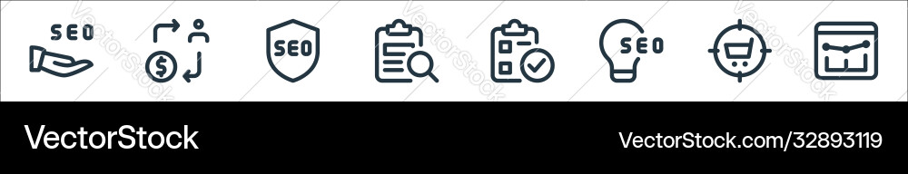 Web apps seo line icons linear set quality Vector Image