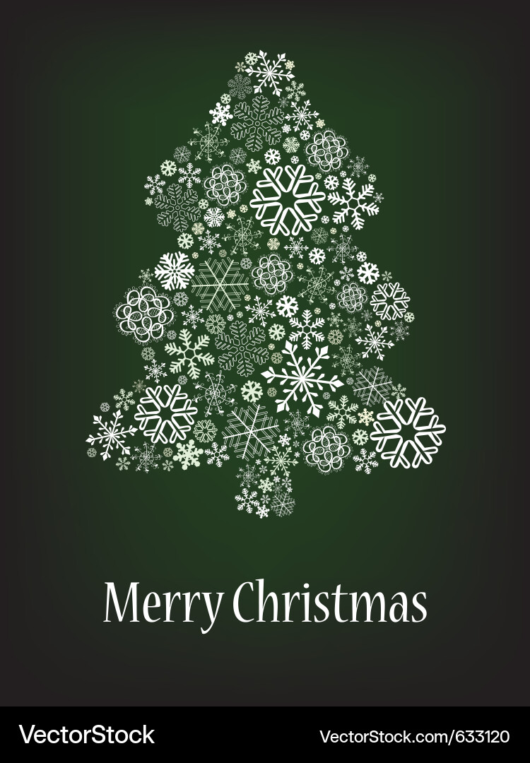 Abstract christmas tree with snowflake vector image