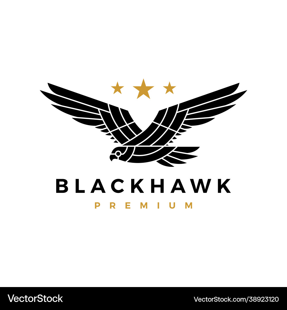 Black Hawk Eagle Logo - Patriotic Icon Vector Image